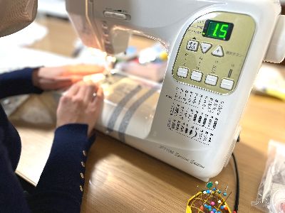 幼稚園入園準備　前あきスモック作成　DAY2